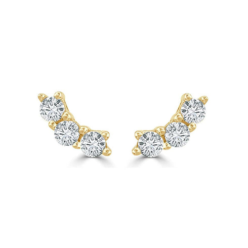 3 Curved Diamond Earrings - 1